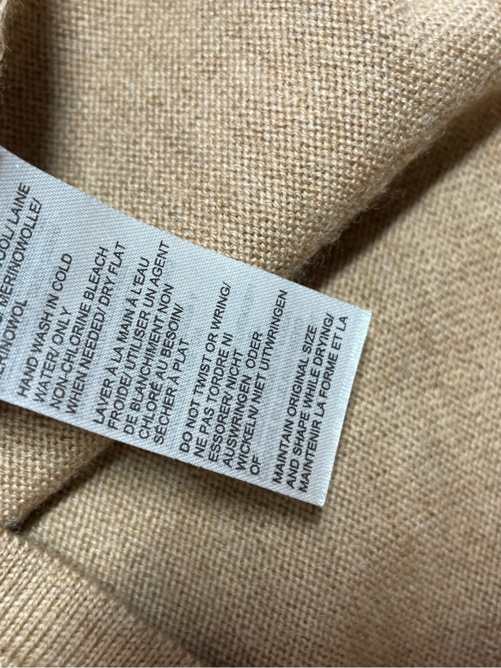 Lord & Taylor Merino Wool Sweater Beige V-Neck Size M Minimalist Classic - Picture 6 of 14